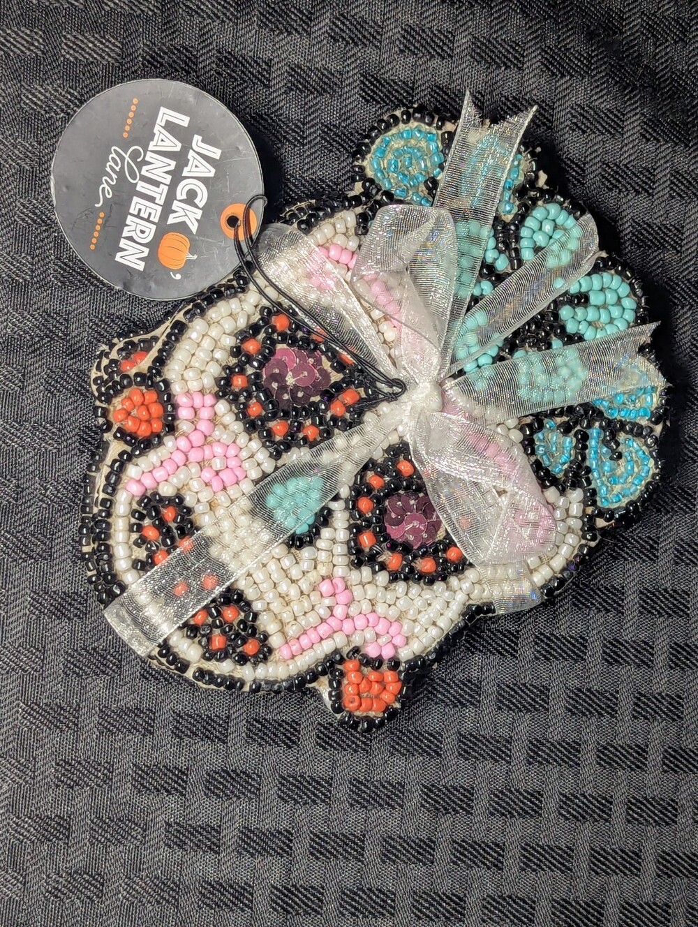 Sugar Skull Beaded Coaster Set.